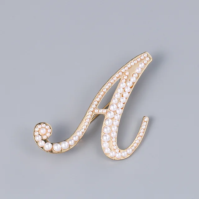 Brooch customization English letter brooch Pearl pin female 3 Color - Shop at LoveMi