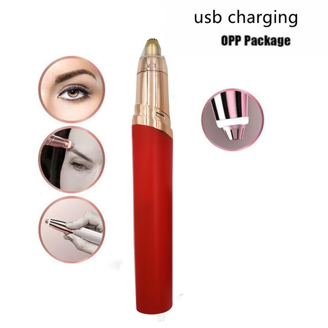 Eyebrow Epilator Maquiagem Profissional Completa Trymer Do Brwi Eye Brow Trimmer For Rasoir Visage Femme Make Up Eye Brow Shaper Red Usb Charging - Shop at LoveMi
