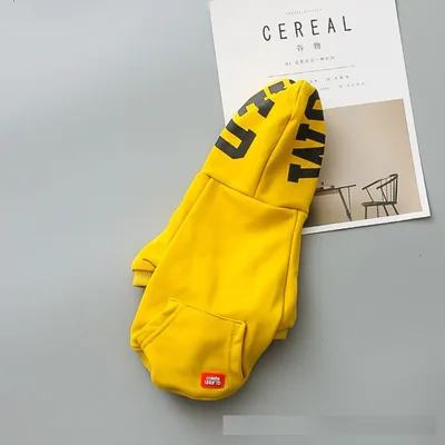 Printed letter casual Hoodie Yellow - Shop at LoveMi