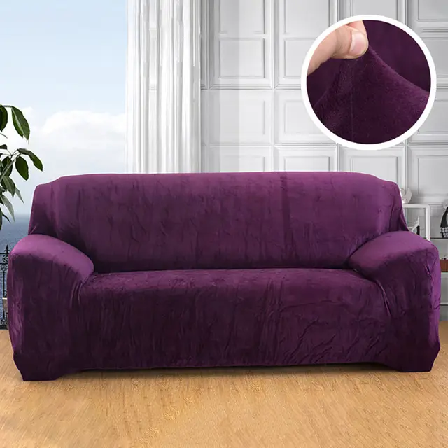 Elastic full cover fabric non slip sofa cover Purple - Shop at LoveMi