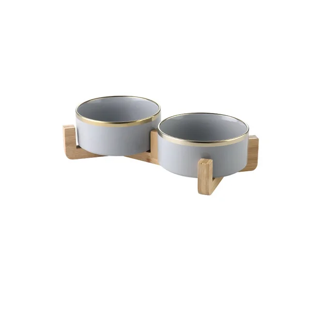 Ceramic cat bowl cat food bowl Grey Double B - Shop at LoveMi
