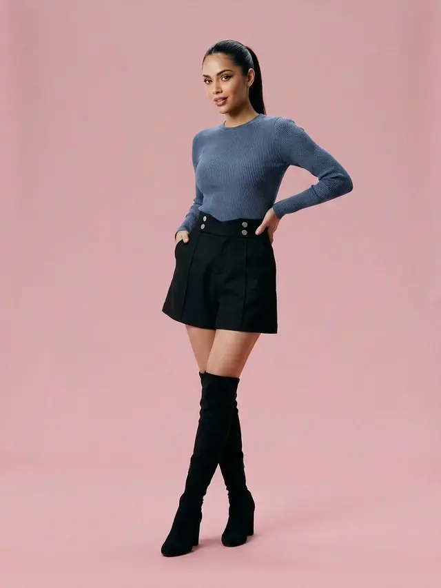 Wide Leg Loose Skinny High Waist Shorts Black - Shop at LoveMi