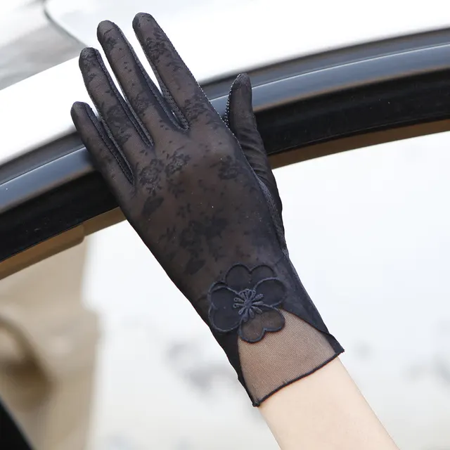 Gloves female UV protection ice silk gloves Black - Shop at LoveMi