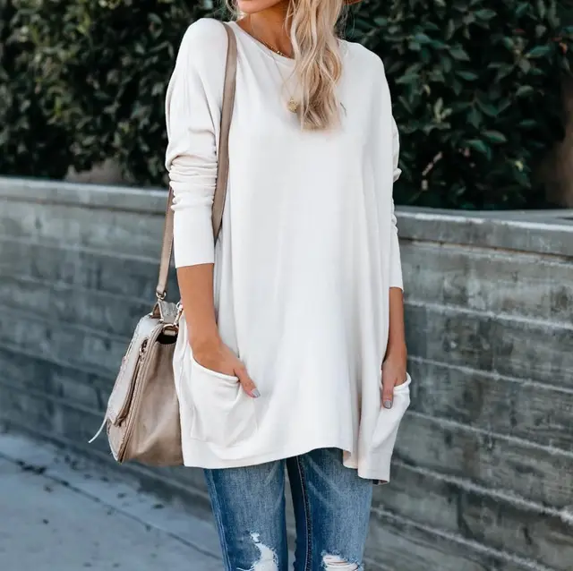 Europe And The United States Women's Autumn/Winter New T Shi White - Shop at LoveMi