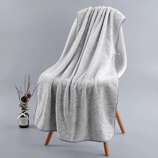 Bamboo charcoal solid color household bath towel for adults Light Grey - Shop at LoveMi