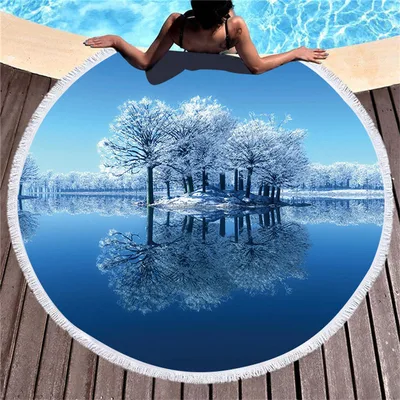 Round printed beach towel Blue - Shop at LoveMi