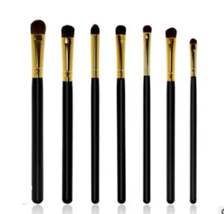 Hair Makeup Brushes 7 Eye Shadow Brushes Beauty Makeup - Black Handle Gold Tube