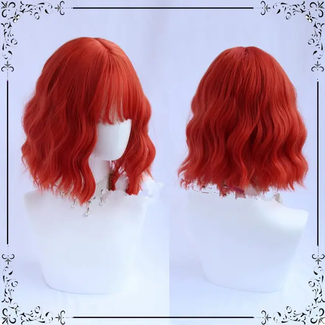 Chic Short Curly Wig With Air Bangs Orange - Shop at LoveMi