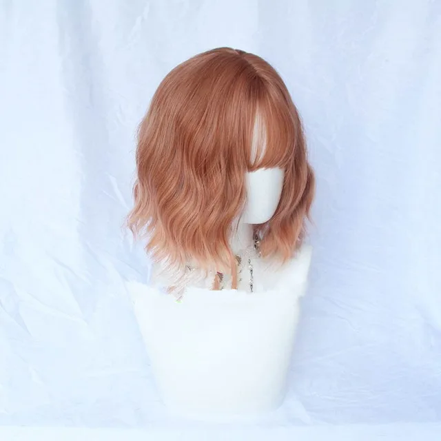 Chic Short Curly Wig With Air Bangs Summerorange - Shop at LoveMi