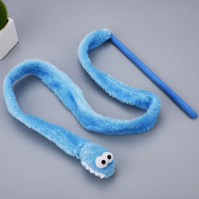 Pet cat toy cartoon snake funny cat rod cat interactive toy funny cat rod Blue - Shop at LoveMi