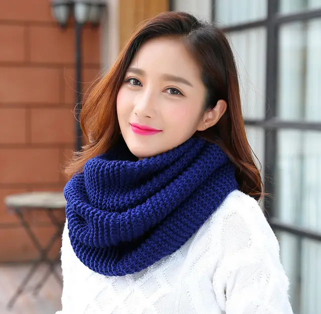httpWarm thick solid color ladies scarf Navy Blue - Shop at LoveMi