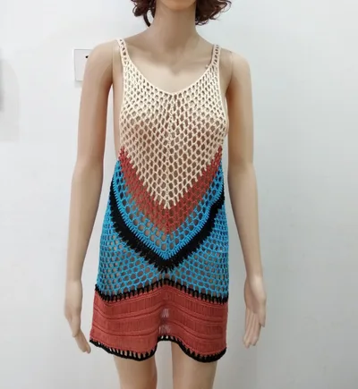 Knitted Cutout Bikini Top Beach Tank Top Sun Protection Shirt Tan - Shop at LoveMi