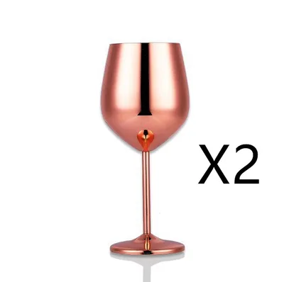 Stainless steel wine glass 2Pc Rose Gold - Shop at LoveMi