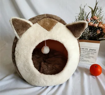 Pet cat litter closed cat litter kennel winter plus velvet Flathead Brother - Shop at LoveMi