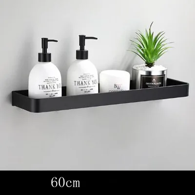 Black Bathroom Shelf Space Aluminum Wall Mounted 60Cm - Shop at LoveMi