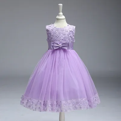 Summer Skirt Kids Girls Princess Tutu Flower Children Wedding Dress Show Skirt Light Purple - Shop at LoveMi