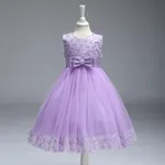 Summer Skirt Kids Girls Princess Tutu Flower Children Wedding Dress Show Skirt - Light Purple