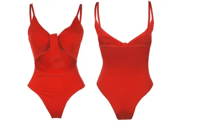 Explosion models sexy tie knot print one piece swimsuit ZC2520 plus chest pad Red - Shop at LoveMi