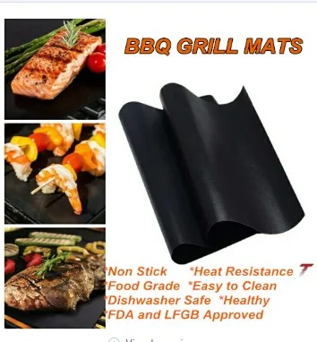 Reusable Non stick Surface BBQ Grill Mat Baking Sheets Black 8Pc - Shop at LoveMi