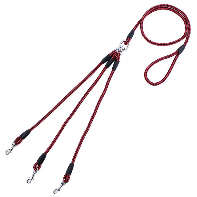 One for three pet leash Red Black - Shop at LoveMi
