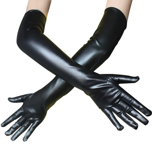 Sexy patent leather gloves long Black - Shop at LoveMi