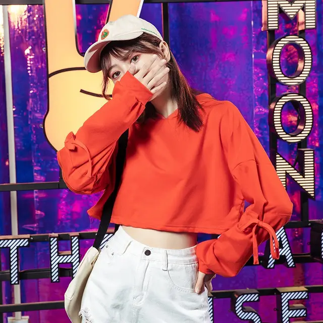 Salt Lazy Hooded Short Sweatshirt Orange - Shop at LoveMi