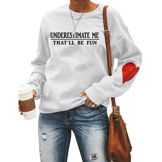 Letter Simple Long Sleeve Sweater Ladies Top White - Shop at LoveMi