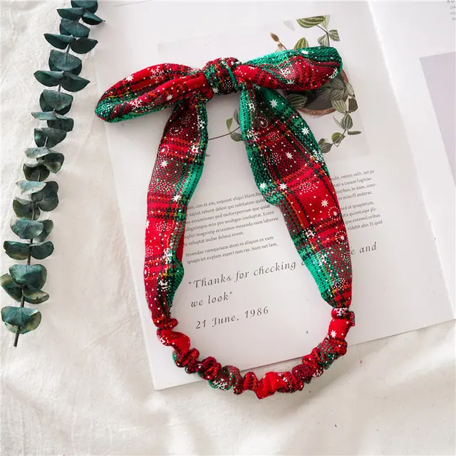 Christmas headband ladies elastic rabbit ears headband Green - Shop at LoveMi