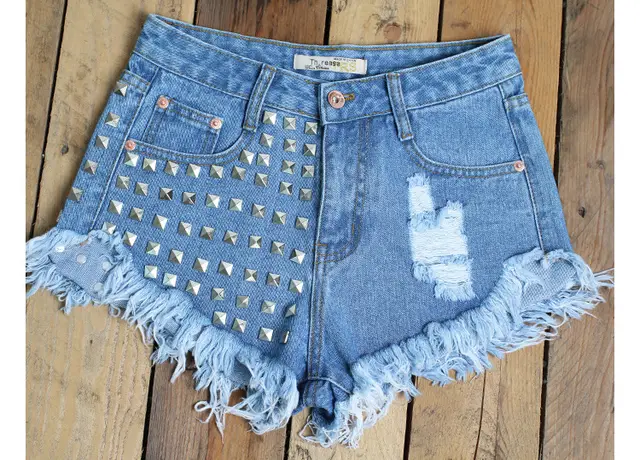 High Waist Denim Shorts In Blue - Shop at LoveMi