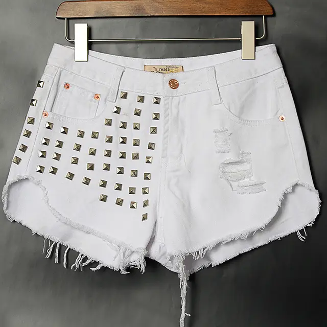 Denim high waist shorts White - Shop at LoveMi