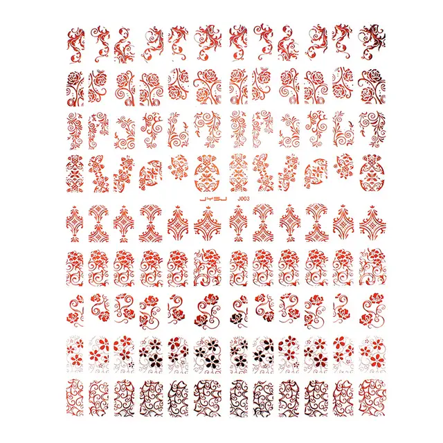 108 hot gold and silver stickers nail 3D stickers Red - Shop at LoveMi