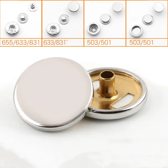 Metal Snap Button Buttons Buttons All match Concealed Jackets Round Snap Buttons Denim Clothes Snap Button Copper Silver - Shop at LoveMi
