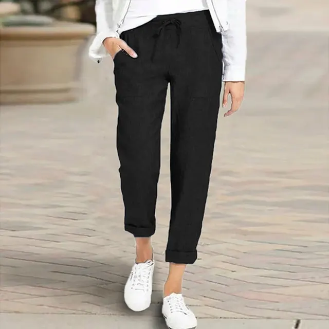 Oversized cotton and linen slacks Black - Shop at LoveMi