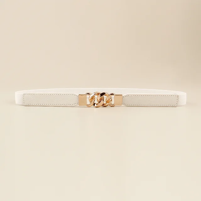 Waistband Female Fine Leather Belt Trims The Body Adornment Shirt To Match Dress Multi Ring Buckle Elastic High Atmosphere Summer New Style White - Shop at LoveMi