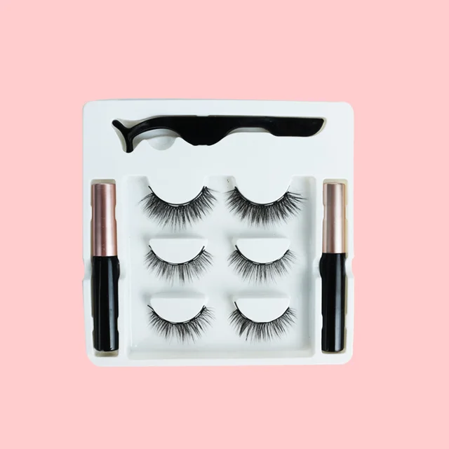 Imitation mink hair magnetic suction false eyelashes 3 Pairs - Shop at LoveMi