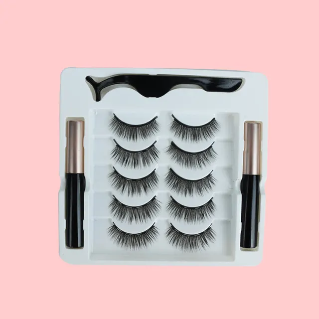 Imitation mink hair magnetic suction false eyelashes 5 Pairs - Shop at LoveMi