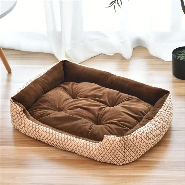 Kennel pet supplies in the large dog pet nest Golden Retriever dog bed autumn and winter cotton dog mat Coffee 4 - Shop at LoveMi