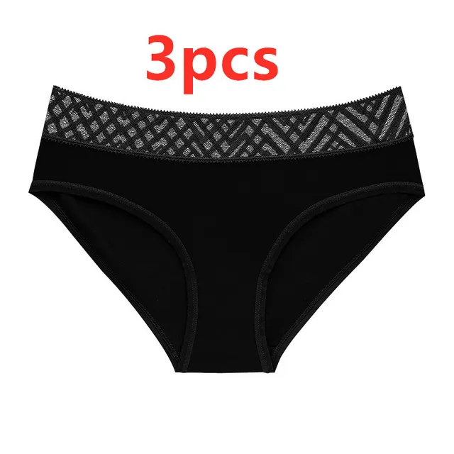 Medium and low waist underwear with lace trim Black3Pcs - Shop at LoveMi
