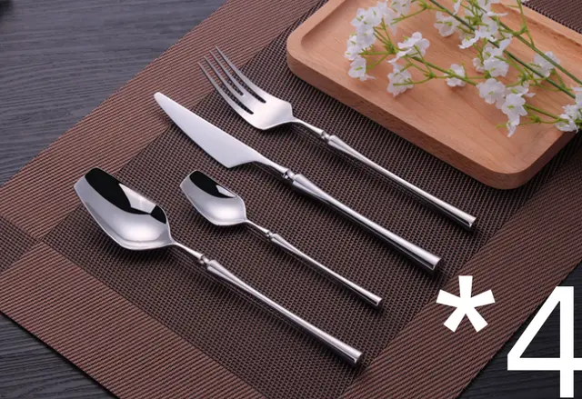 Four piece Stainless Steel Cutlery Spoon 4X4Pcs Set Silver - Shop at LoveMi