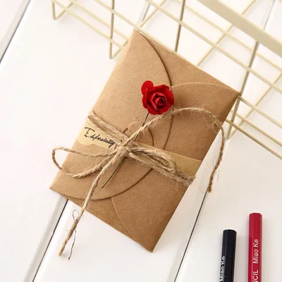 Creative kraft dried flower greeting card Rose - Shop at LoveMi