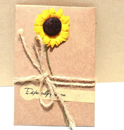 Creative kraft dried flower greeting card Sunflower - Shop at LoveMi