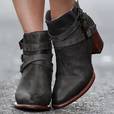 Round toe flat ankle boots Black - Shop at LoveMi