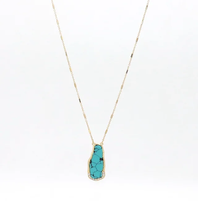 Abalone shell inlaid with beautiful long necklace Turquoise - Shop at LoveMi