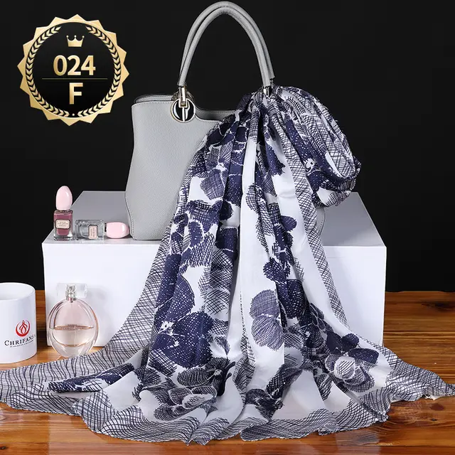 Women's autumn and winter shawl plain crepe satin scarf 024 F - Shop at LoveMi
