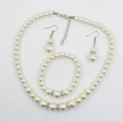 Fast sell hot bridal decorations, wedding jewelry set, pearl necklace, earring, bracelet Default - Shop at LoveMi