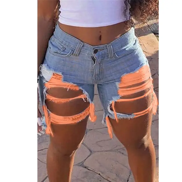 Ripped denim pants Orange - Shop at LoveMi