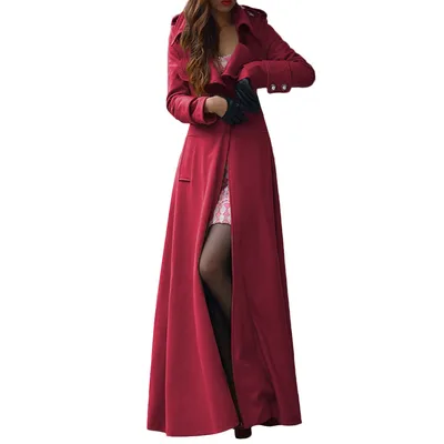 Cashmere coat long coat windbreaker Red - Shop at LoveMi