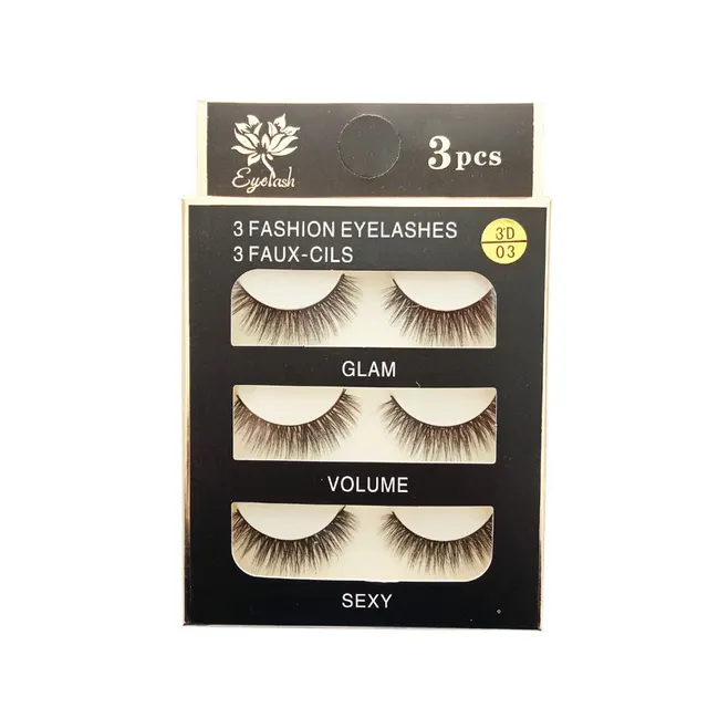 3 Pairs of fake eyelashes Black - Shop at LoveMi