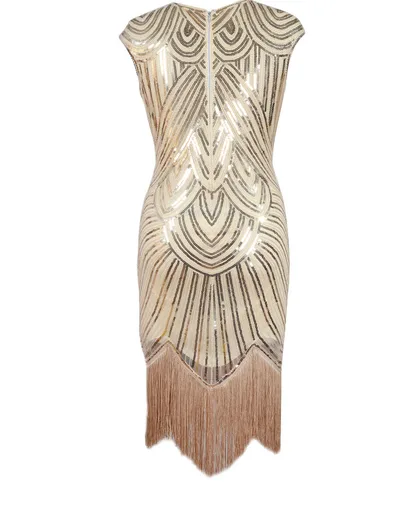 Fringed braid sequin dress Beige - Shop at LoveMi