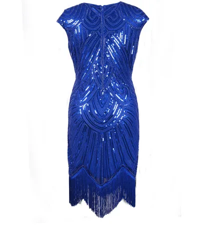 Fringed braid sequin dress Blue - Shop at LoveMi